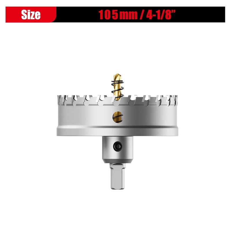 GSTK Upgraded Heavy Duty Carbide Hole Saw 105mm|4-1/8",Metal Steel Hole Saw Drill Bit,TCT Hole Cutter-Alloy Hardness Upgraded, Life Upgraded, Ideal for Stainless Steel, mild Steel, Iron, Copper,etc - Image 2